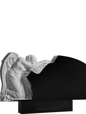 Памятник с барельефом скорбящего ангела и плавной линией изгиба